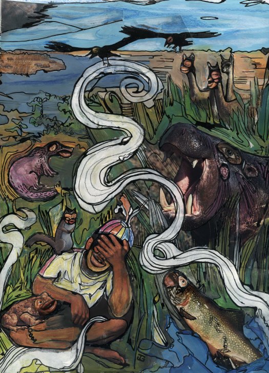 hippopotamus collage